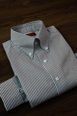 Sơ Mi Kẻ nâu cổ buttondown