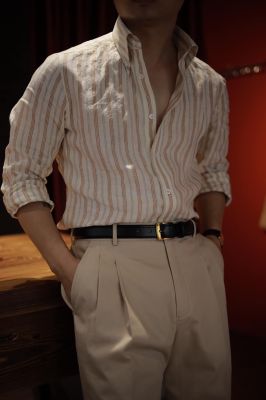 Linen Shirt buttondown collar ( 100% linen)