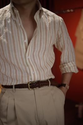 Linen Shirt buttondown collar ( 100% linen)