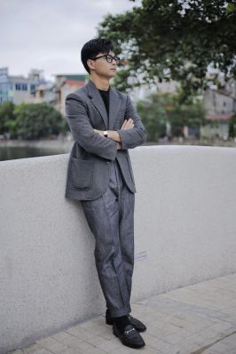 Blazer Flannel họa tiết Herringbone
