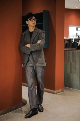Blazer Flannel họa tiết Herringbone