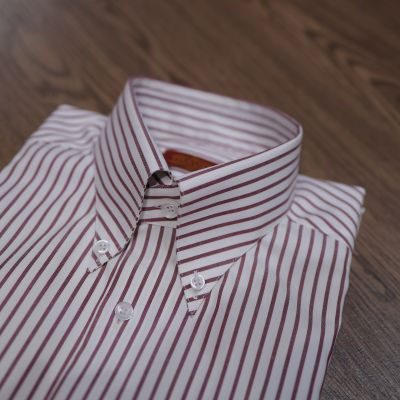 Sơ Mi TRAVALI sọc dọc burgundy‑white