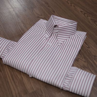Sơ Mi TRAVALI sọc dọc burgundy‑white