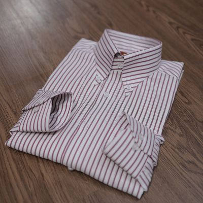 Sơ Mi TRAVALI sọc dọc burgundy‑white