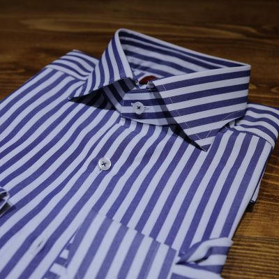 Sơ Mi Kẻ Dark Blue 5mm cổ speard